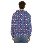 4th of July American Star Pattern Print Men's Velvet Pullover Hoodie