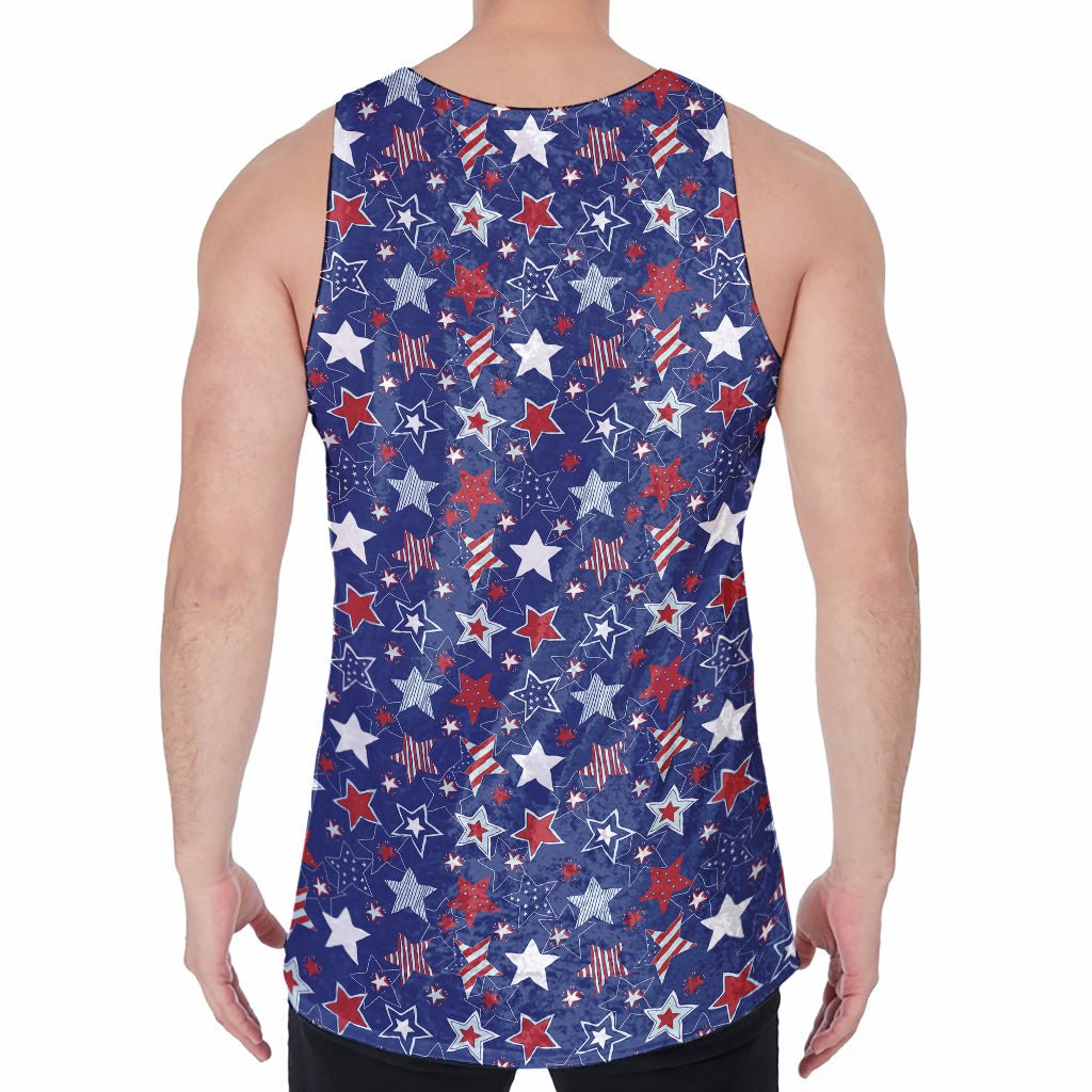 4th of July American Star Pattern Print Men's Velvet Tank Top