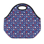 4th of July American Star Pattern Print Neoprene Lunch Bag