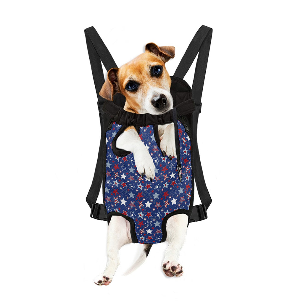 4th of July American Star Pattern Print Pet Carrier Backpack