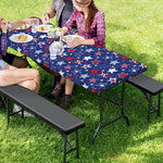 4th of July American Star Pattern Print Picnic Table Cover