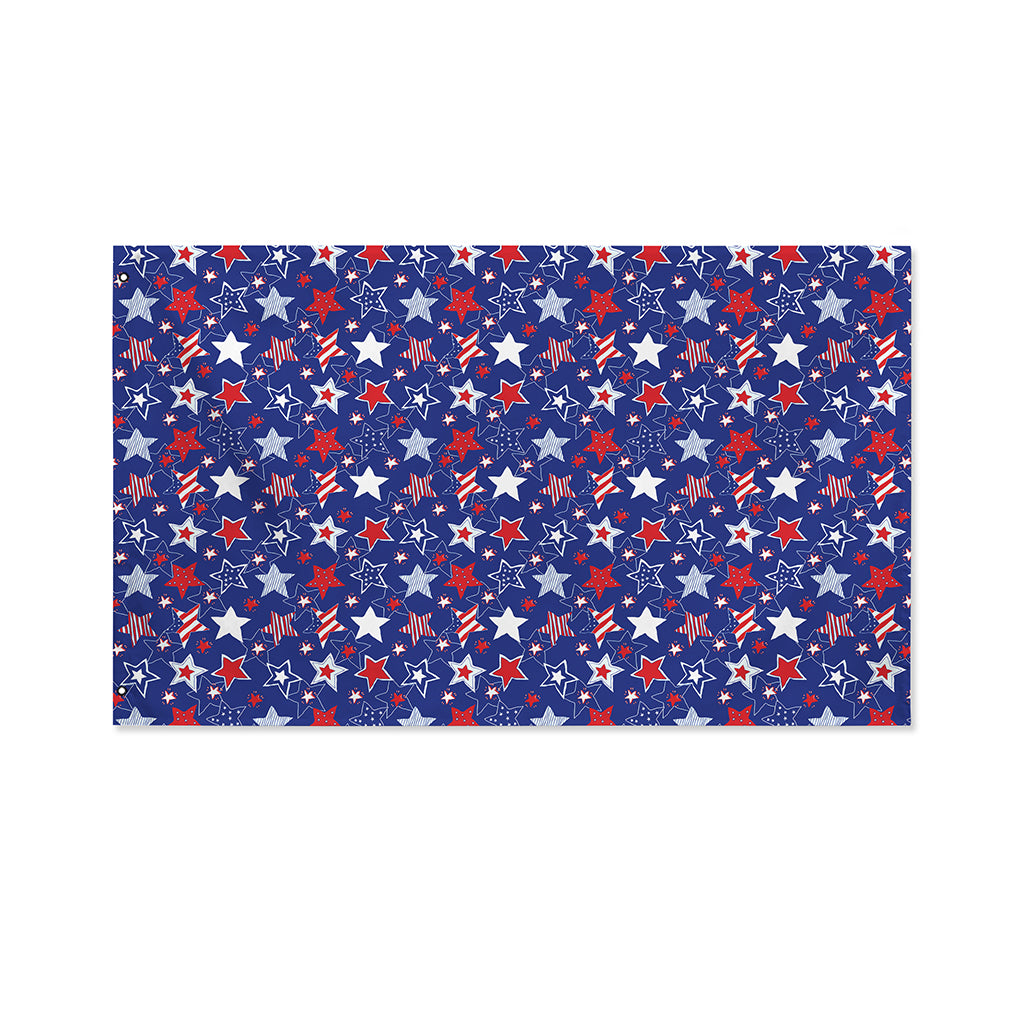 4th of July American Star Pattern Print Polyester Flag