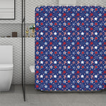 4th of July American Star Pattern Print Polyester Shower Curtain