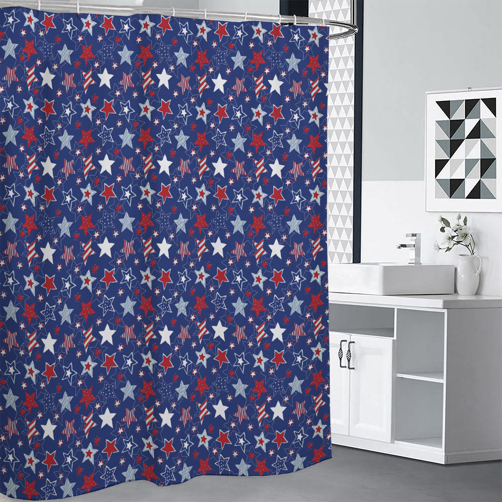 4th of July American Star Pattern Print Premium Shower Curtain