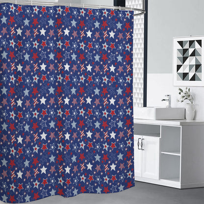 4th of July American Star Pattern Print Premium Shower Curtain