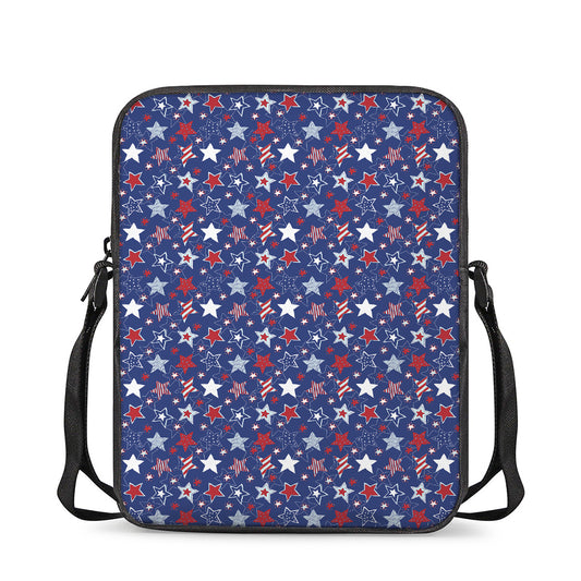4th of July American Star Pattern Print Rectangular Crossbody Bag