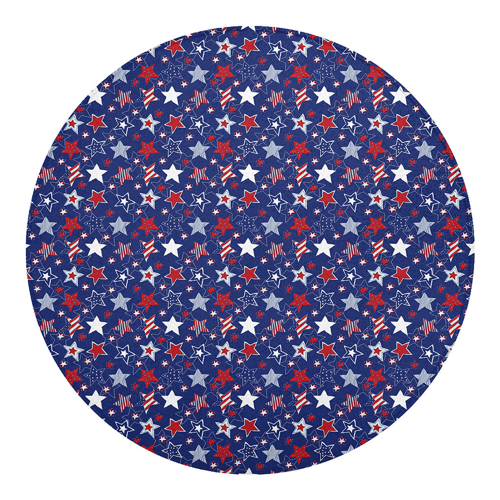 4th of July American Star Pattern Print Round Blanket