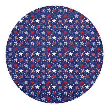4th of July American Star Pattern Print Round Blanket