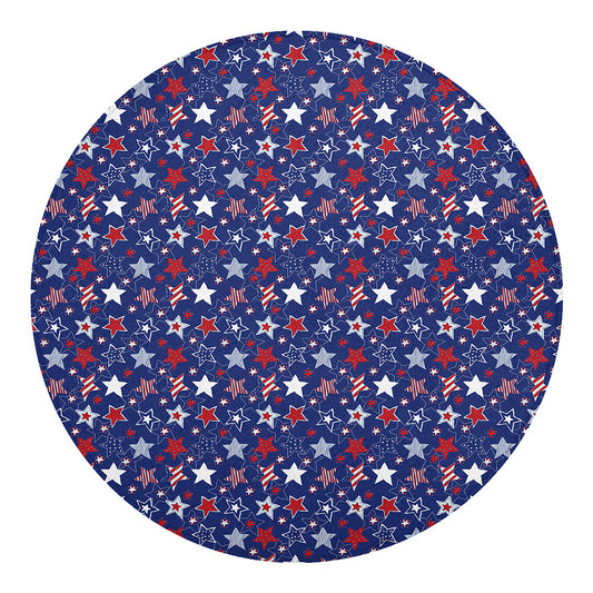 4th of July American Star Pattern Print Round Blanket