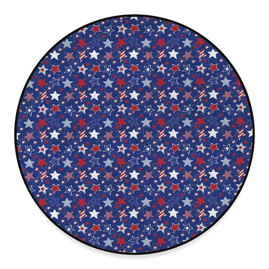 4th of July American Star Pattern Print Round Floor Mat