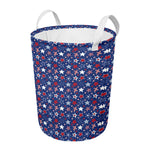 4th of July American Star Pattern Print Round Laundry Basket