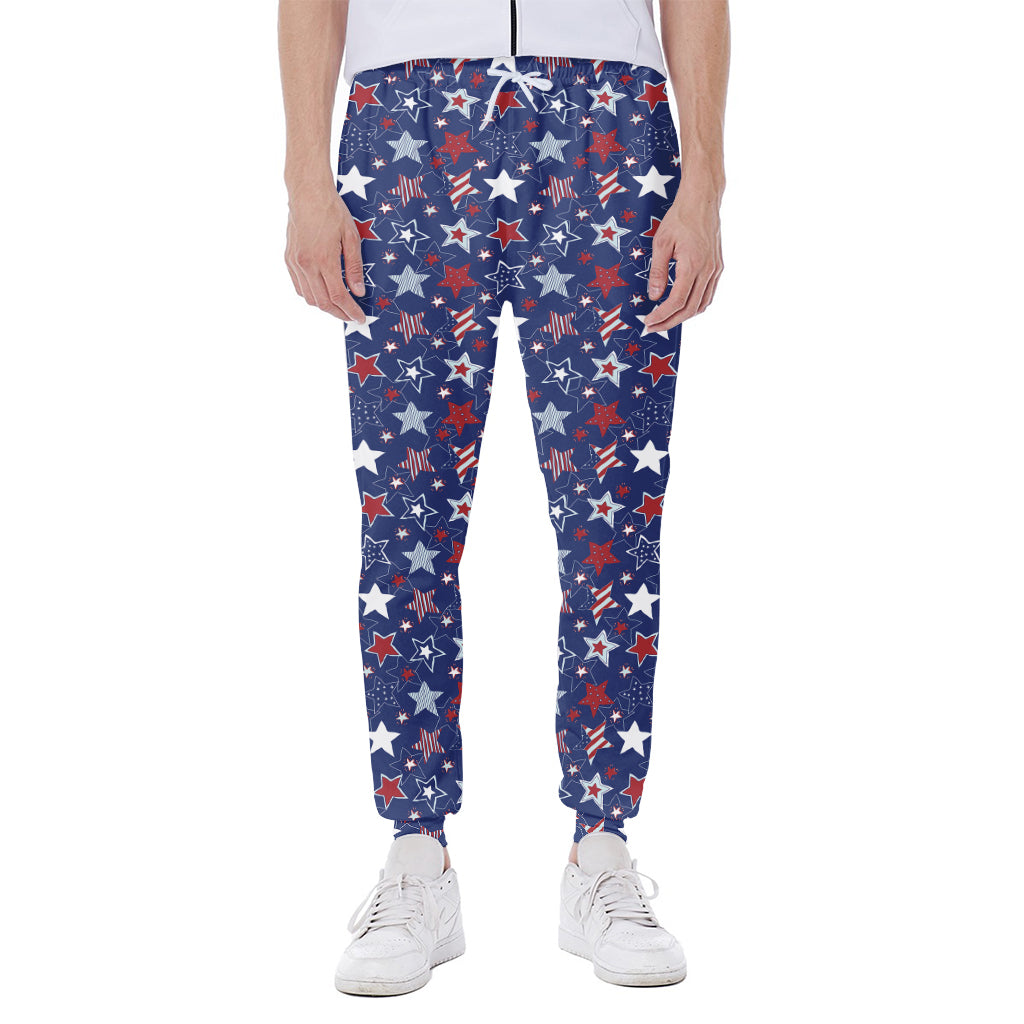 4th of July American Star Pattern Print Scuba Joggers