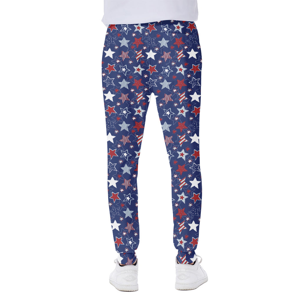 4th of July American Star Pattern Print Scuba Joggers