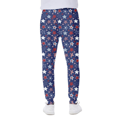 4th of July American Star Pattern Print Scuba Joggers