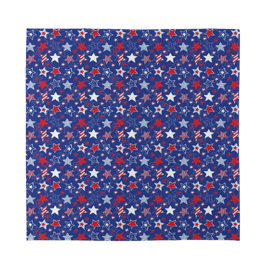 4th of July American Star Pattern Print Silk Bandana