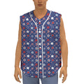 4th of July American Star Pattern Print Sleeveless Baseball Jersey