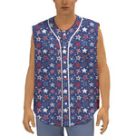 4th of July American Star Pattern Print Sleeveless Baseball Jersey