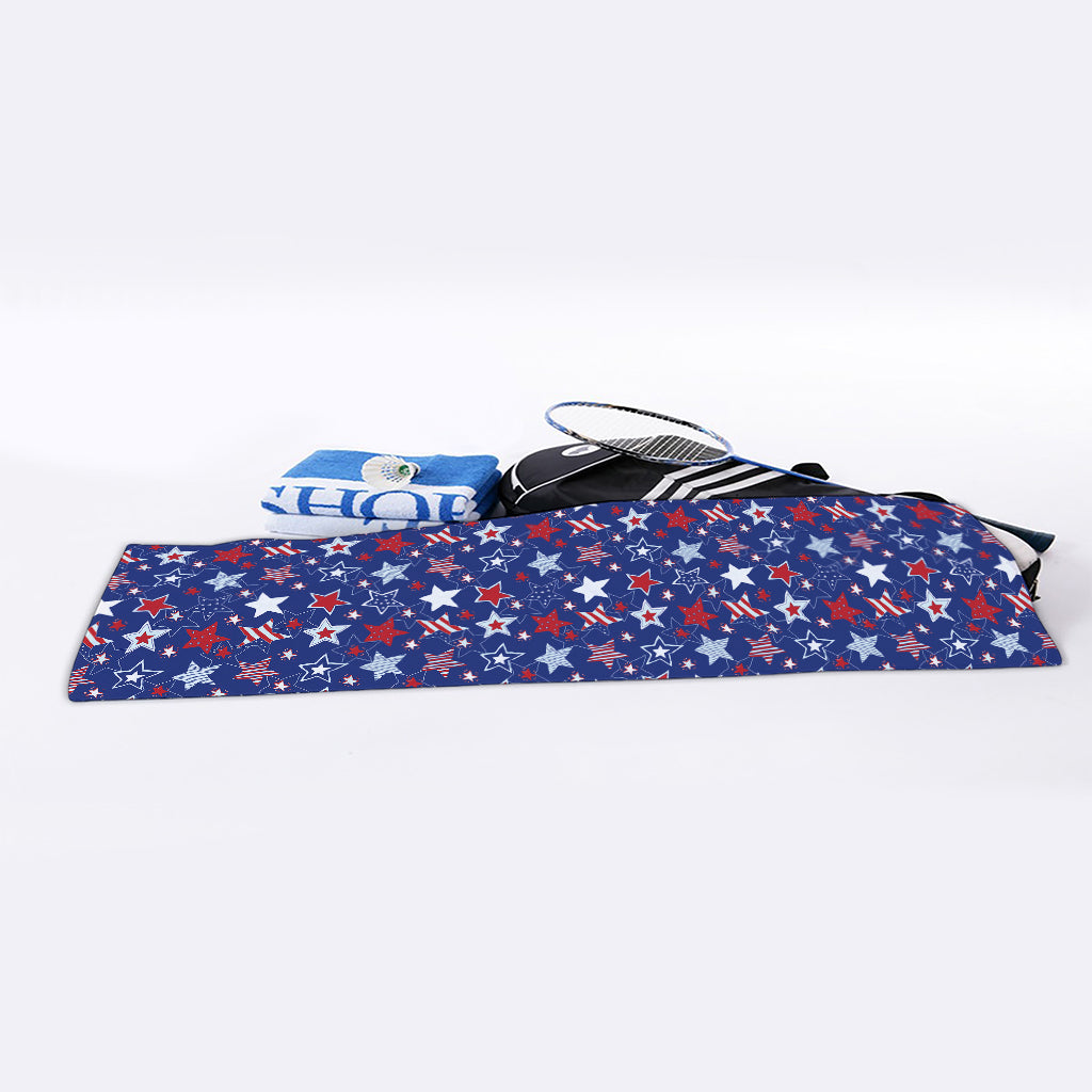 4th of July American Star Pattern Print Sports Towel