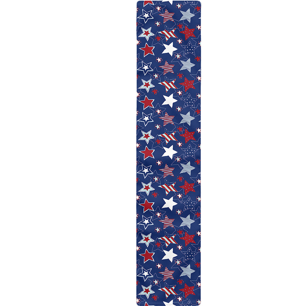 4th of July American Star Pattern Print Table Runner