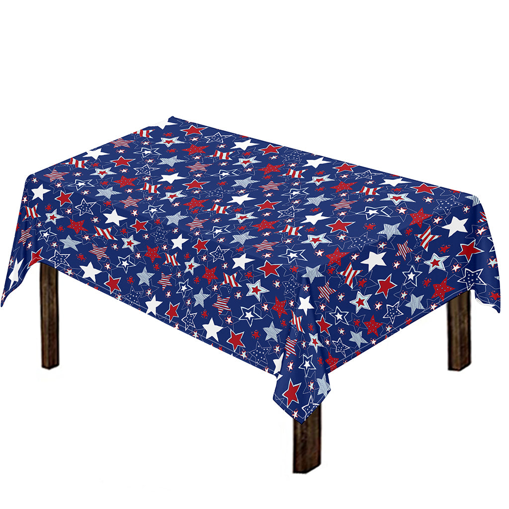 4th of July American Star Pattern Print Tablecloth