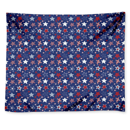 4th of July American Star Pattern Print Tapestry