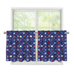 4th of July American Star Pattern Print Tier Curtains