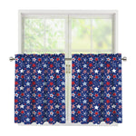 4th of July American Star Pattern Print Tier Curtains