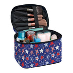 4th of July American Star Pattern Print Travel Makeup Bag