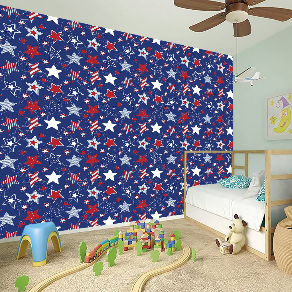 4th of July American Star Pattern Print Wall Sticker