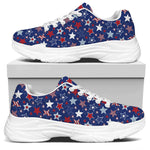 4th of July American Star Pattern Print White Chunky Shoes