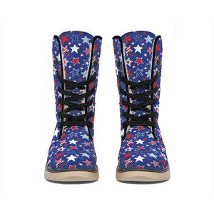 4th of July American Star Pattern Print Winter Boots