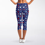 4th of July American Star Pattern Print Women's Capri Leggings