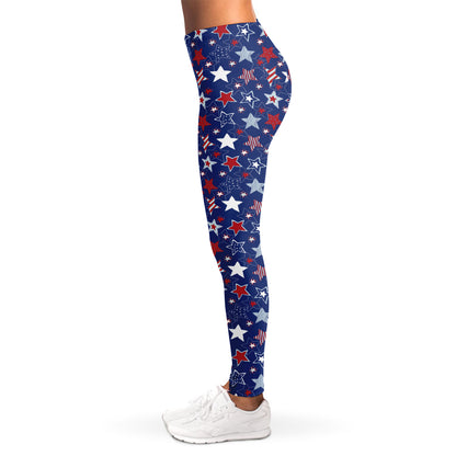 4th of July American Star Pattern Print Women's Leggings