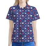4th of July American Star Pattern Print Women's Polo Shirt