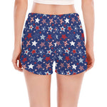4th of July American Star Pattern Print Women's Split Running Shorts