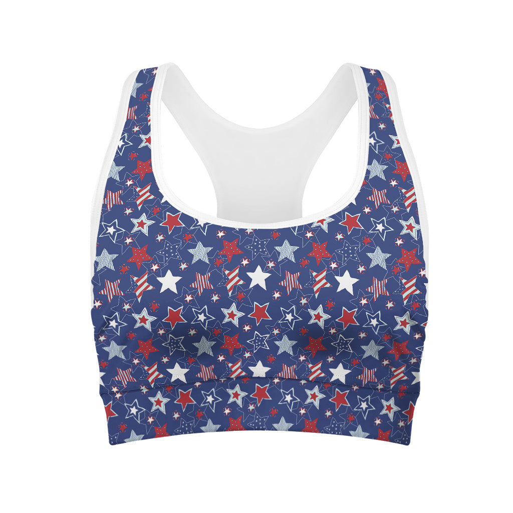 4th of July American Star Pattern Print Women's Sports Bra