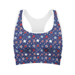 4th of July American Star Pattern Print Women's Sports Bra