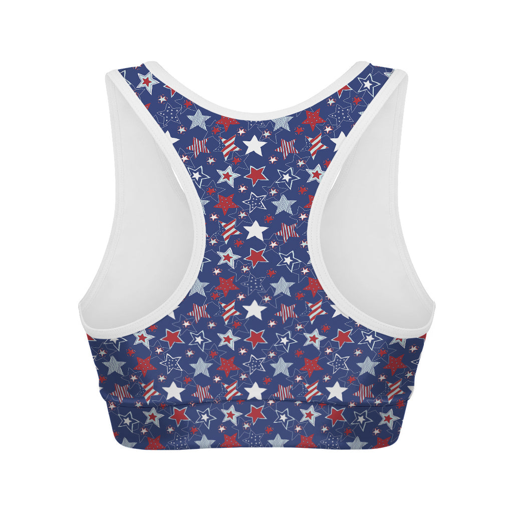 4th of July American Star Pattern Print Women's Sports Bra