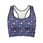 4th of July American Star Pattern Print Women's Sports Bra