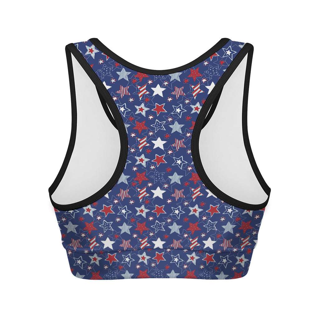 4th of July American Star Pattern Print Women's Sports Bra
