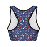 4th of July American Star Pattern Print Women's Sports Bra