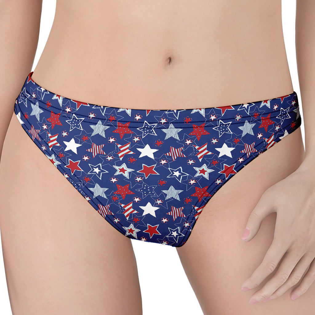 4th of July American Star Pattern Print Women's Thong