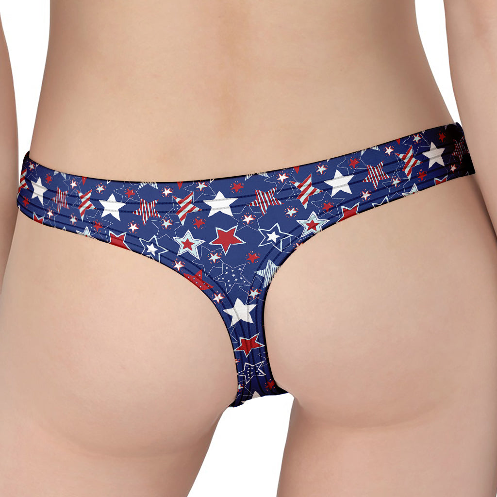 4th of July American Star Pattern Print Women's Thong