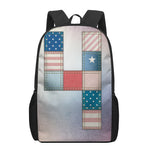 4th of July USA Denim Patchwork Print 17 Inch Backpack
