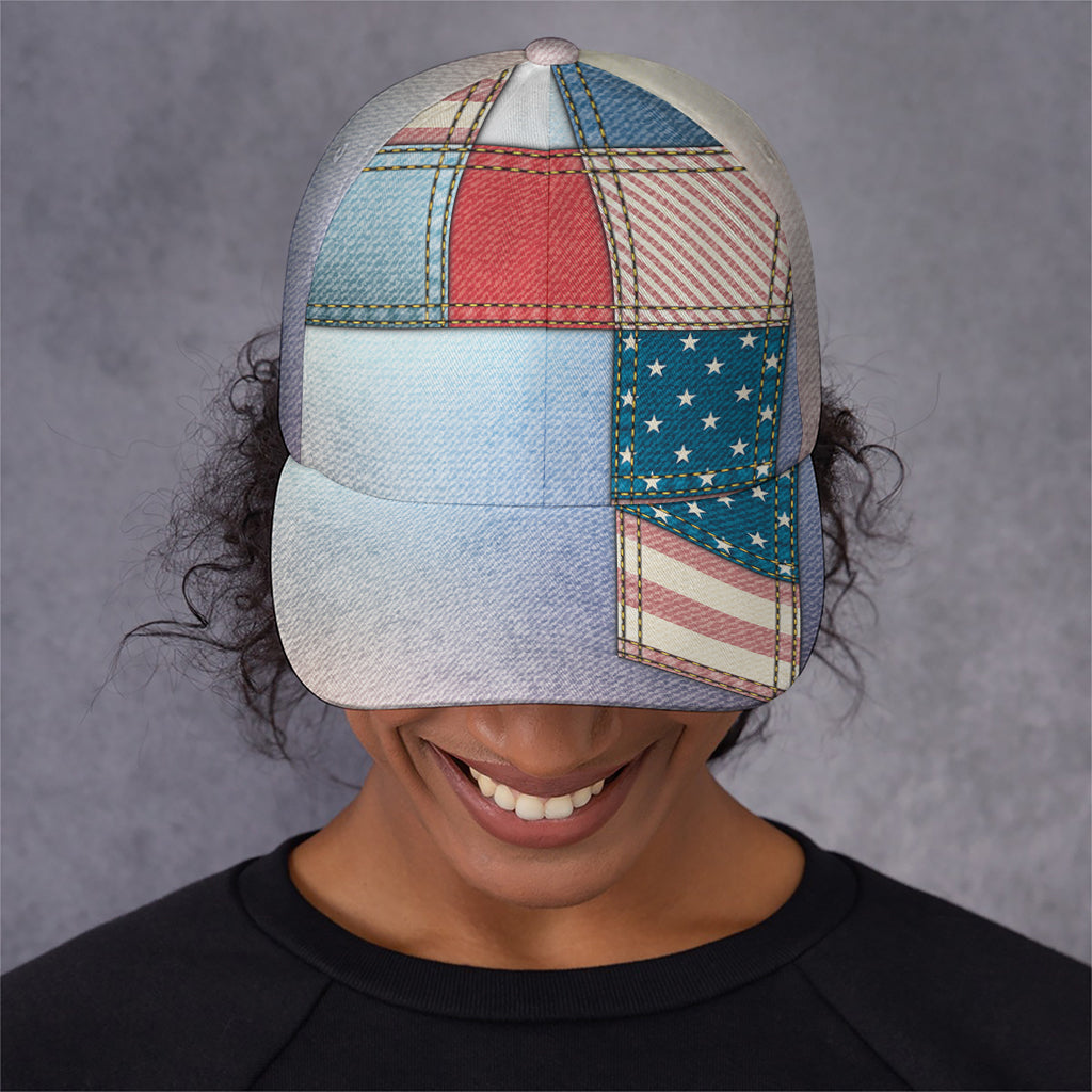 4th of July USA Denim Patchwork Print Baseball Cap