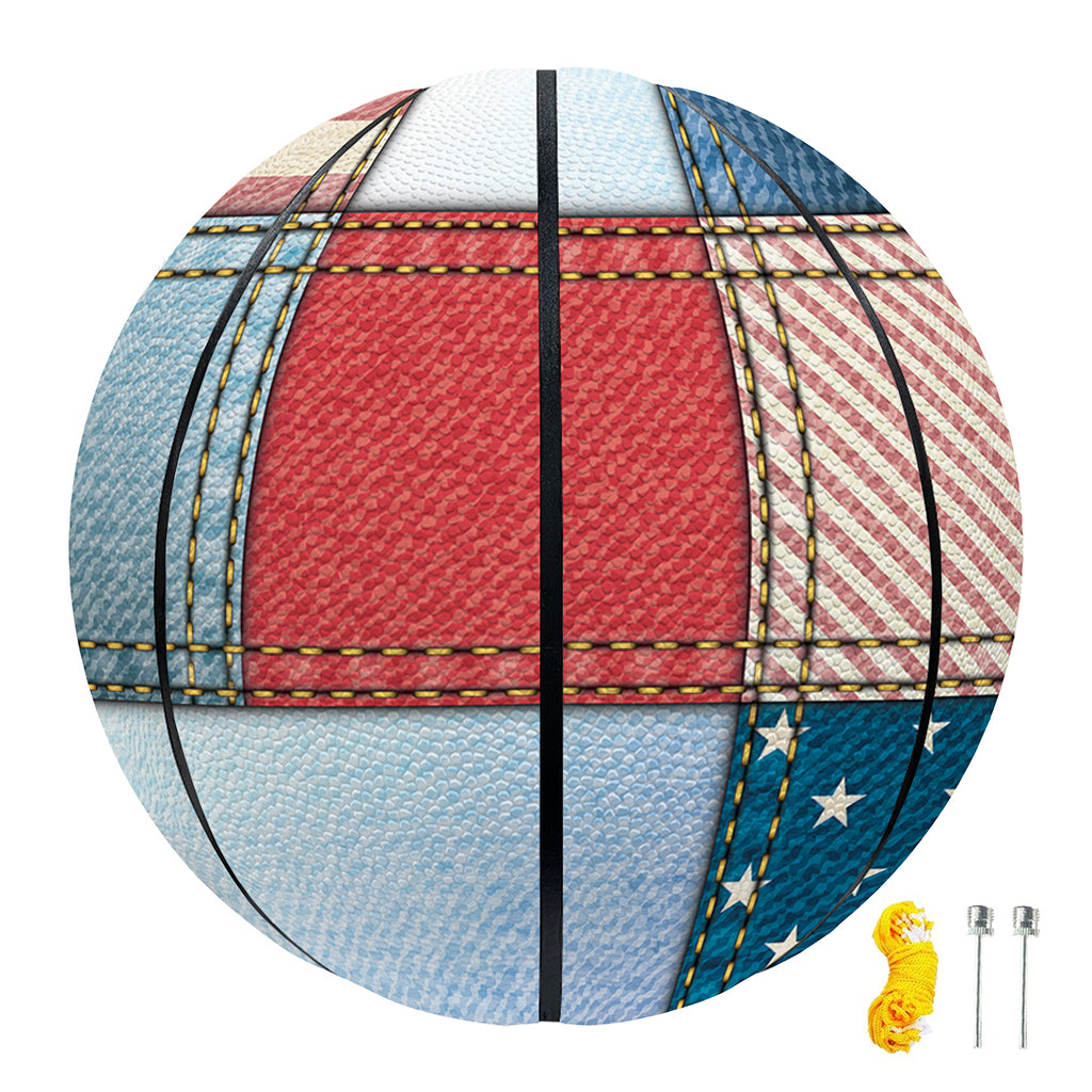 4th of July USA Denim Patchwork Print Basketball