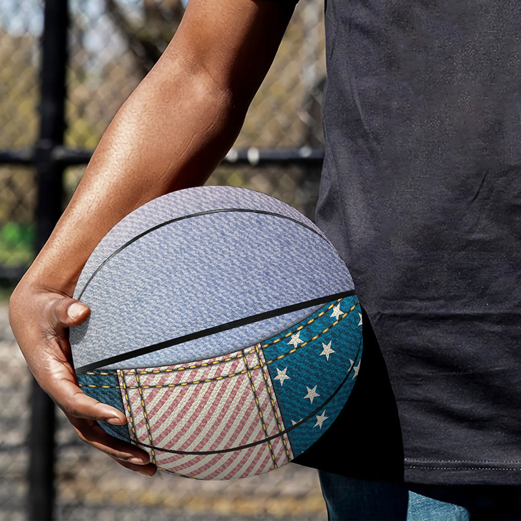 4th of July USA Denim Patchwork Print Basketball