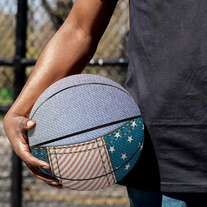 4th of July USA Denim Patchwork Print Basketball