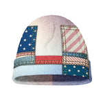 4th of July USA Denim Patchwork Print Beanie