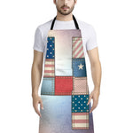 4th of July USA Denim Patchwork Print Bib Apron With Pocket